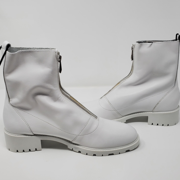 ZARA - LOW HEELED LEATHER WHITE ANKLE BOOTIES - Picture 7 of 13